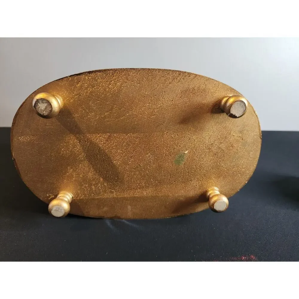 Vintage wood Florentine Jewelry Box-2 Drawers-Gold music box